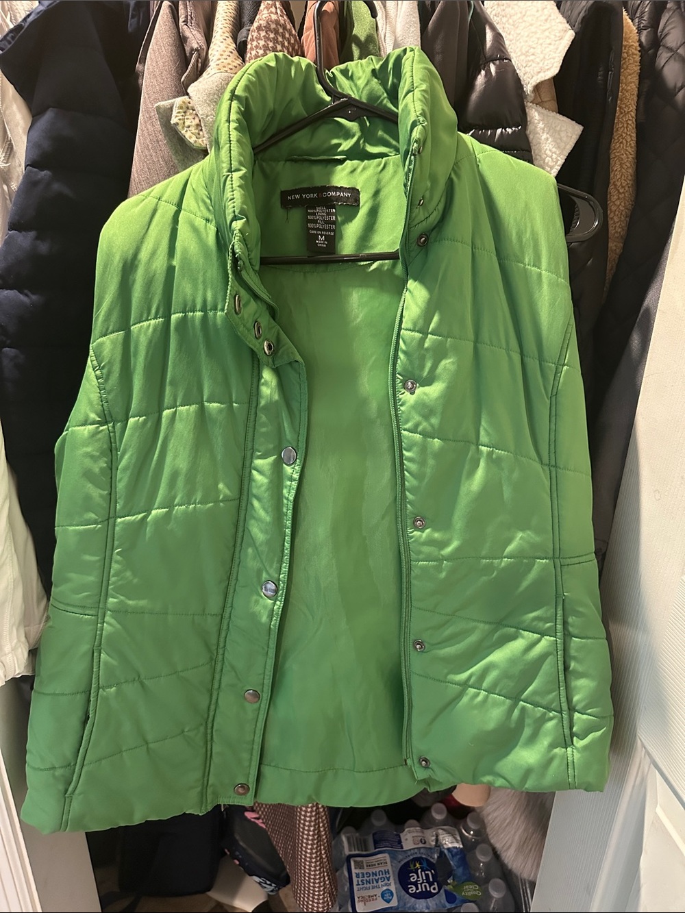 New York & Company Lime Green Quilted Puffer Vest